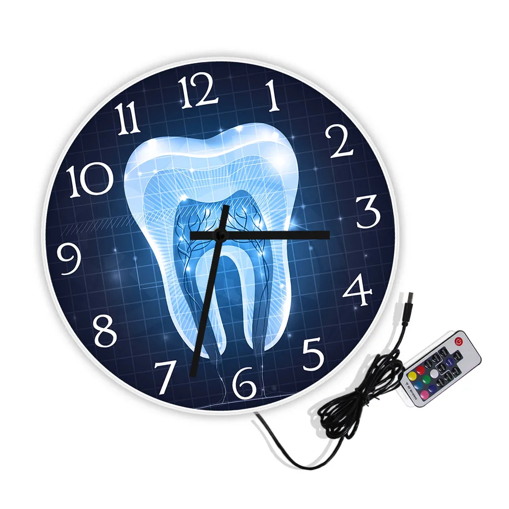 Dente sezione trasversale anatomia luminoso orologio da parete luce elettronica segno per ufficio dentale dentista Display professionale orologio da