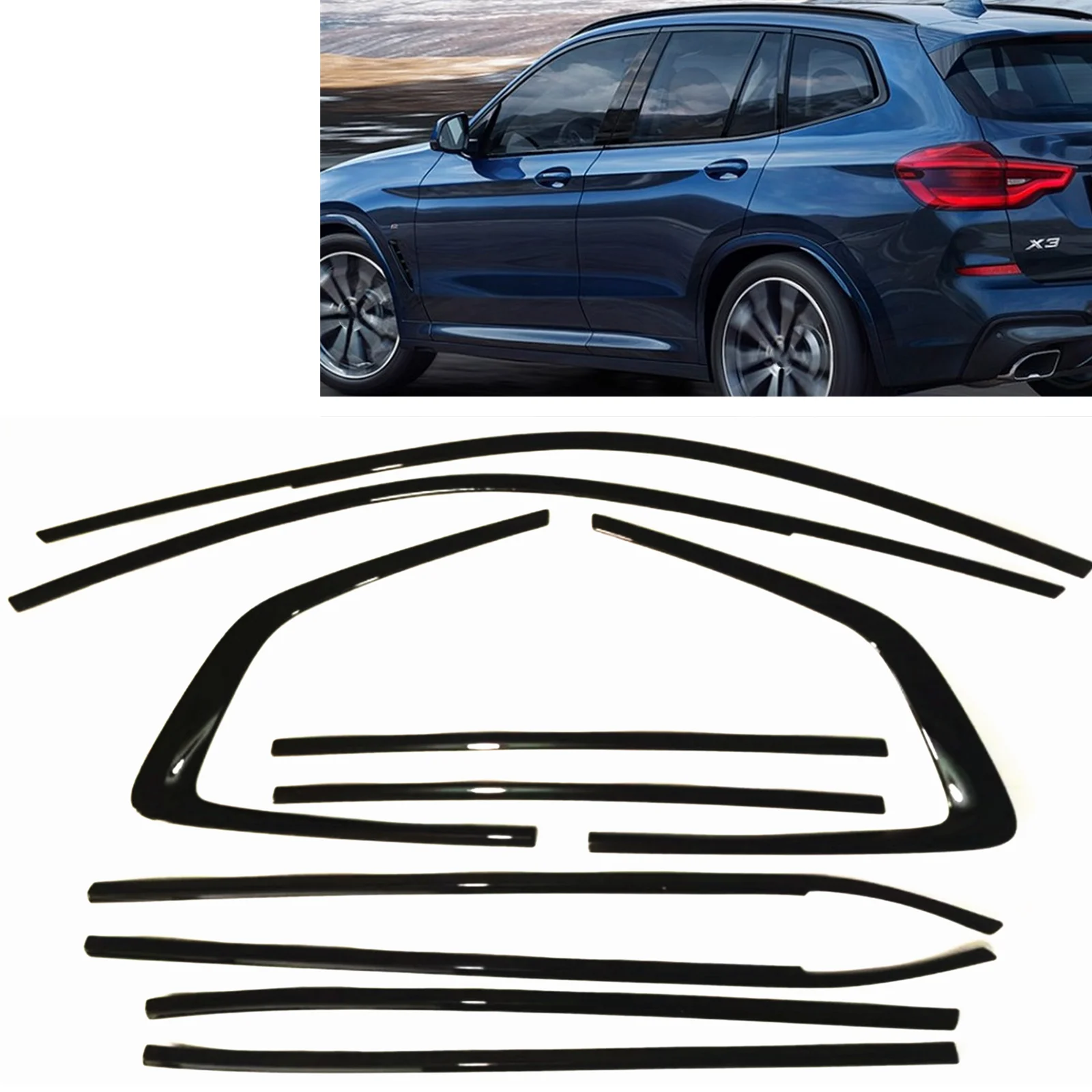 For BMW G01 X3 2018-2024 Car Exterior Window Strip Cover Trim Titanium  Weatherstrip Gasket Stainless Steel Seal Decoration