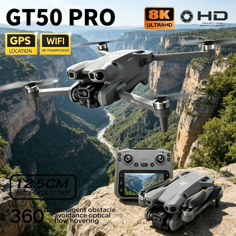 

Дрон Lenovo GT50 с оптическим позиционированием, камерой 8K HD, 5G FPV, бесщеточный радиоуправляемый квадрокоптер с экраном управления