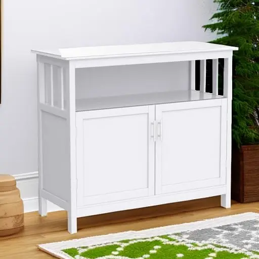 خزانة بوفيه مع رف قابل للتعديل، خزانة جانبية لتخزين النبيذ، 40 × 16 × 34 بوصة #6