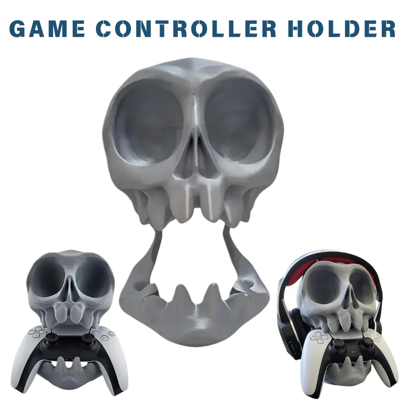 Gothic Skull Game Controller Holder Desktop Headphone Stand Creative Gaming Gear Display Rack For Gamepad Headset