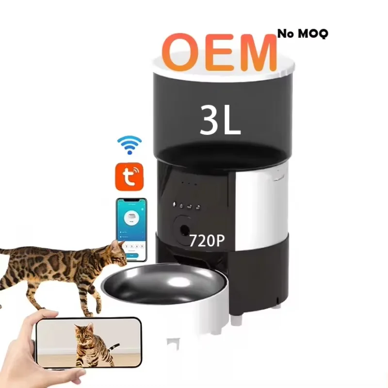 

STLF 3L Capacity Automatic Pet Feeder with 1080P Video and Adjustable Incline Bowls