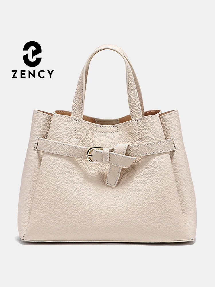 

Zency Fashion Genuine Leather Top-handle Bag For Women Luxury Designer Crossbody Bag Zipper Purse Elegant OL Work Bag 2024