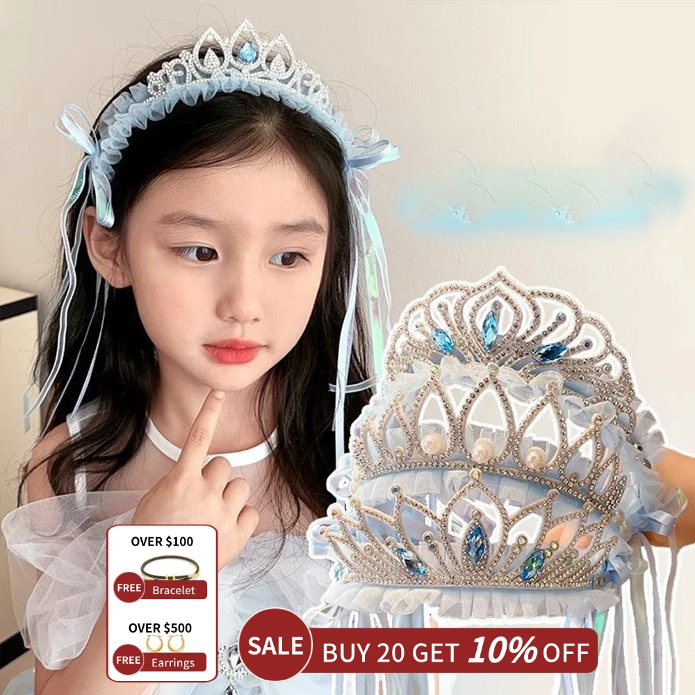 4 PCS Princess Headband Children's Day Headband Crown Little Girl Hairpin Headband Birthday Hair Accessories