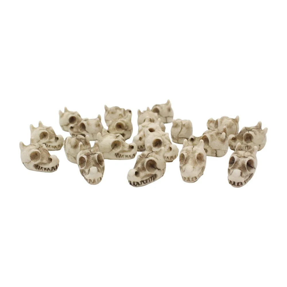 20PCS Resin Halloween Skull Figurine White Lightweight Mini Skull Figurine Fairy Garden Micro Landscape Ghost Decorative Statue