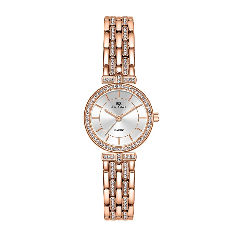 BS Top Fashion Luxury Women Watch Diamond Elegant Dress Quartz Gold Stainless Steel Wristwatches Ladies Clock Watch For Women