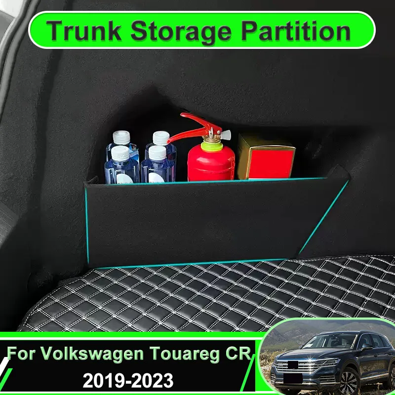 

Для VW Volkswagen Touareg CR 2019-2023 2020, перегородка для багажника автомобиля, боковая коробка для хранения, автозапчасти, инструменты для интерьера, уборка сзади