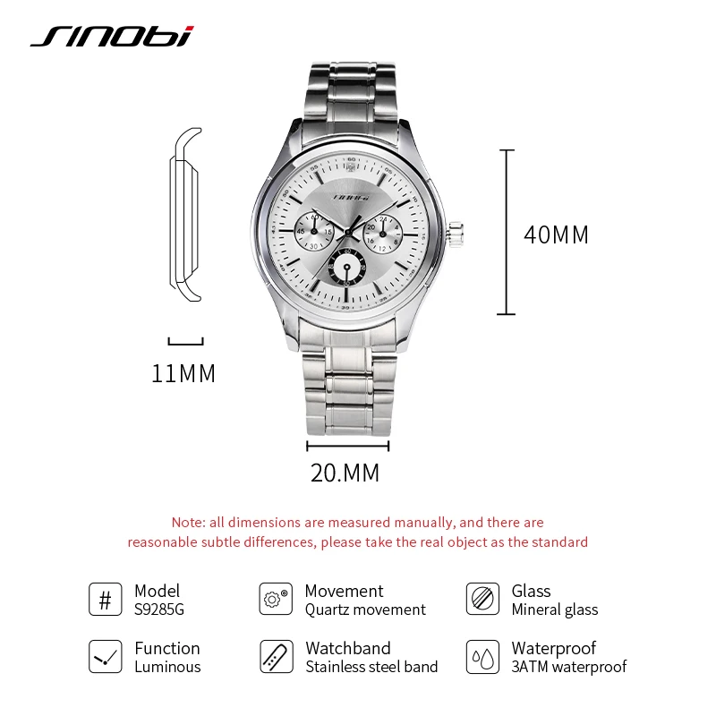 SINOBI Casual Design Men\'s Watches Fashion Design Mans Quartz Wristwatches Top Brand Male Best Gifts Clock Relogio Masculino