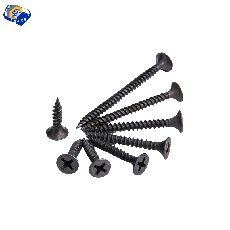 100Pcs #6/M3.5 Black Cross Flat Head Sheet Metal Screws Drill Wood Carbon Steel Screws Suitable For Wood Furniture Maintenance