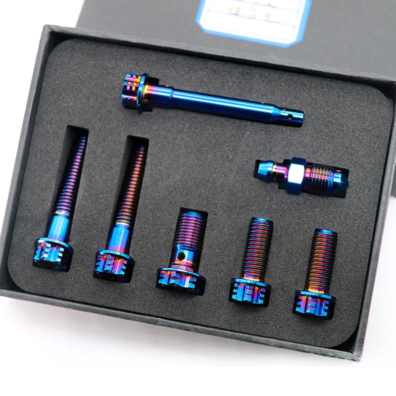 TC4 titanium alloy Brake caliper screw set Motorcycle modification with titanium screws 7pcs/Set