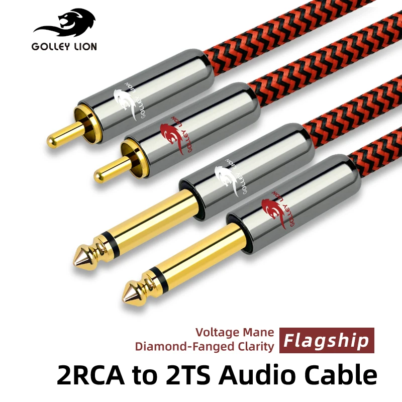 635mm-to-rcaケーブル-デュアル1-4-tsオス-to-デュアルrcaオス-ステレオオーディオケーブル-ギター、avレシーバー、スピーカー、アンプ、ホームシアター用