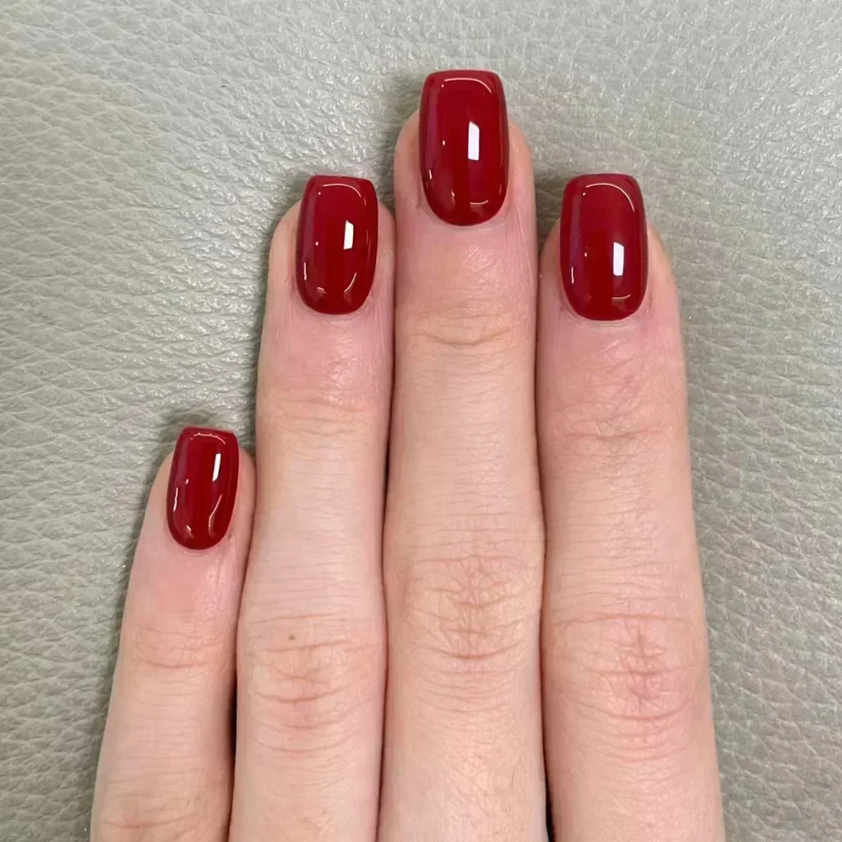 24 Stück Kristall-Katzenaugen-Kunstnägel mit Kleber, kurz, quadratisch, zum Aufdrücken der Nägel, glänzender roter Juwel-Nagel, einfarbig, künstliche Nägel, Minimalis