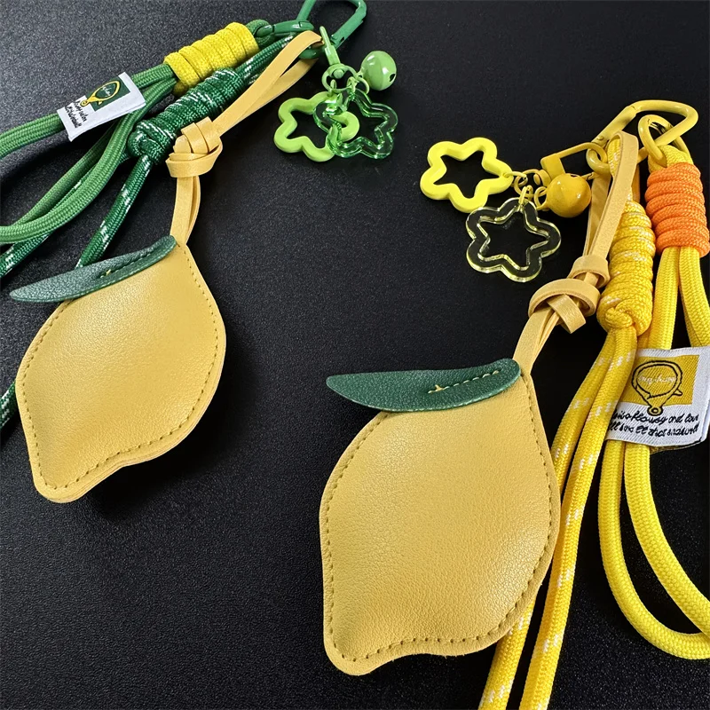 Cute Fruit Keychain Cartoon Lemon PU Leather Bag Pendant Birthday Gifts Car Keyring
