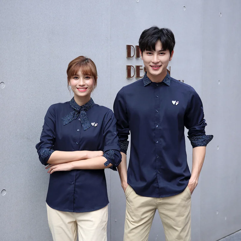 Camisa de restaurante ocidental, uniforme de trabalho para mulheres, hambúrguer, sobremesa, bolo, vendedor, manga longa, garçom de catering, outono