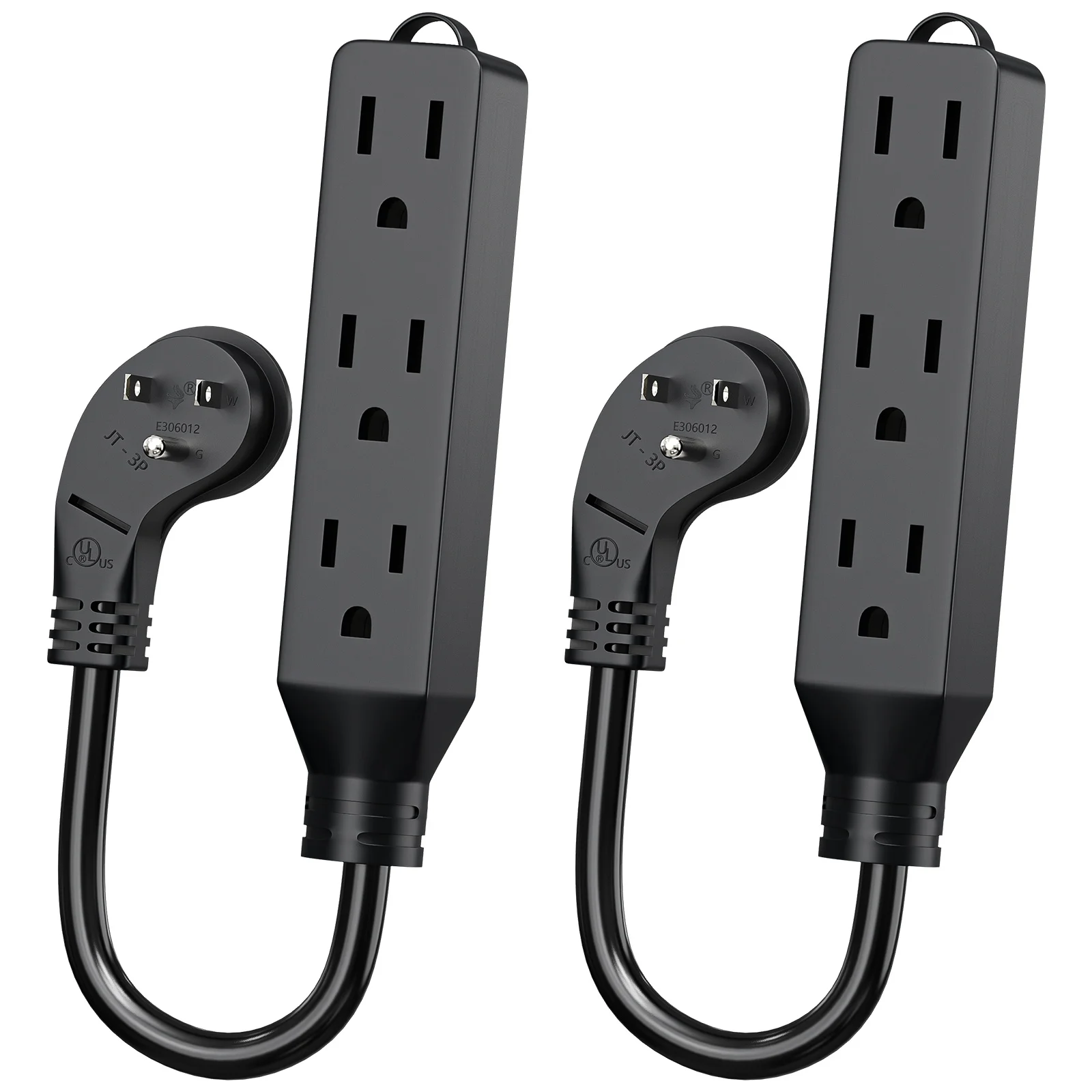 US Standard Ground Extension Socket 45-Degree Angled Plug with Wall Ring 1-Foot Power Cord Suitable for 2/3-Pin Plug