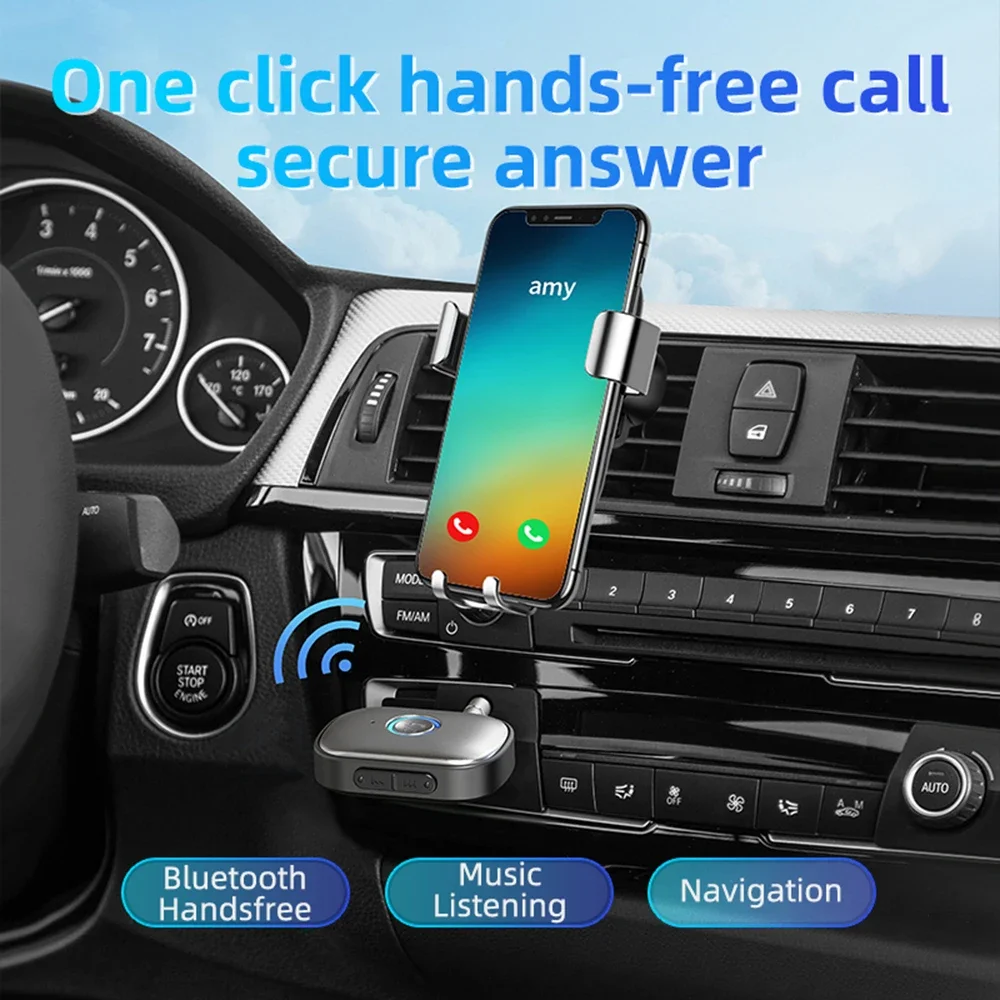 Adaptador de Audio estéreo para micrófono, Audio auxiliar inalámbrico, conector de 3,5mm, receptor 5,3 compatible con Bluetooth para auriculares de coche, altavoces de TV