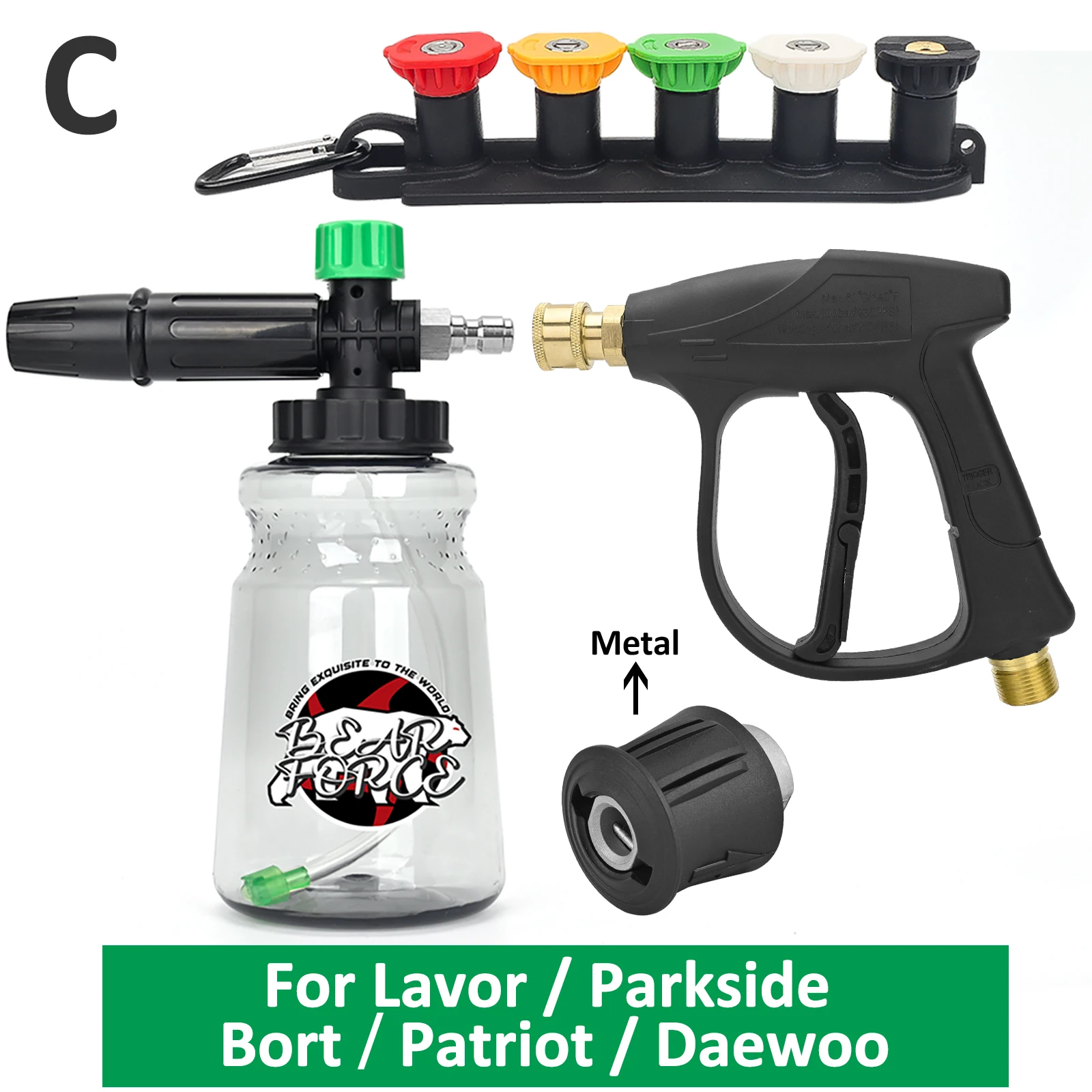 Hogedrukreiniger Waterpistool Kit voor Car Cleaning Slang Connector Voor Karcher Nilfisk Parkside Bosch Quick Connector Nozzles