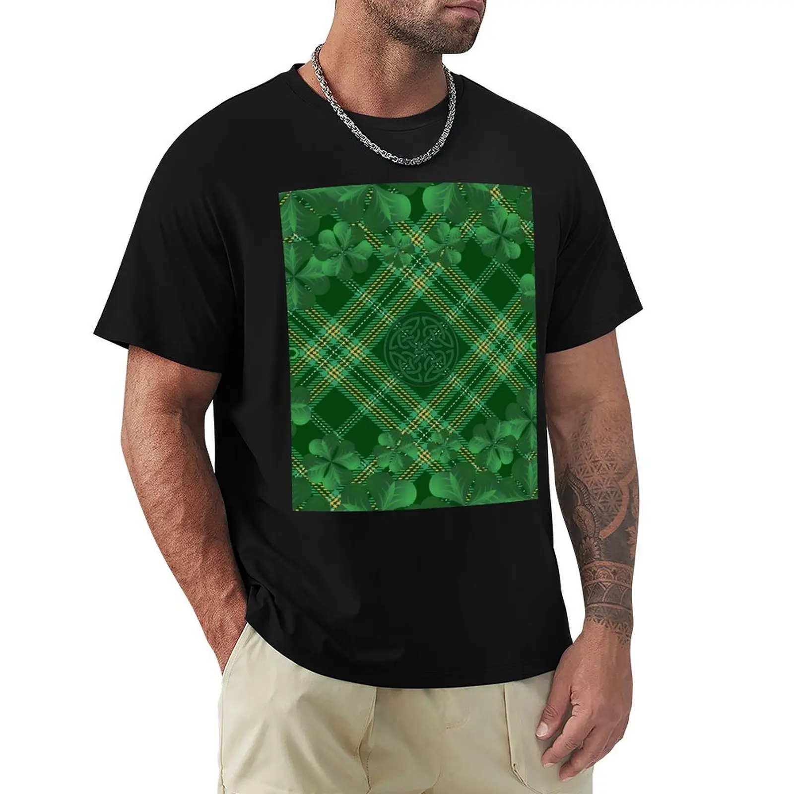 

Irish Tartan T-Shirt animal prinfor boys oversizeds mens t shirts casual stylish