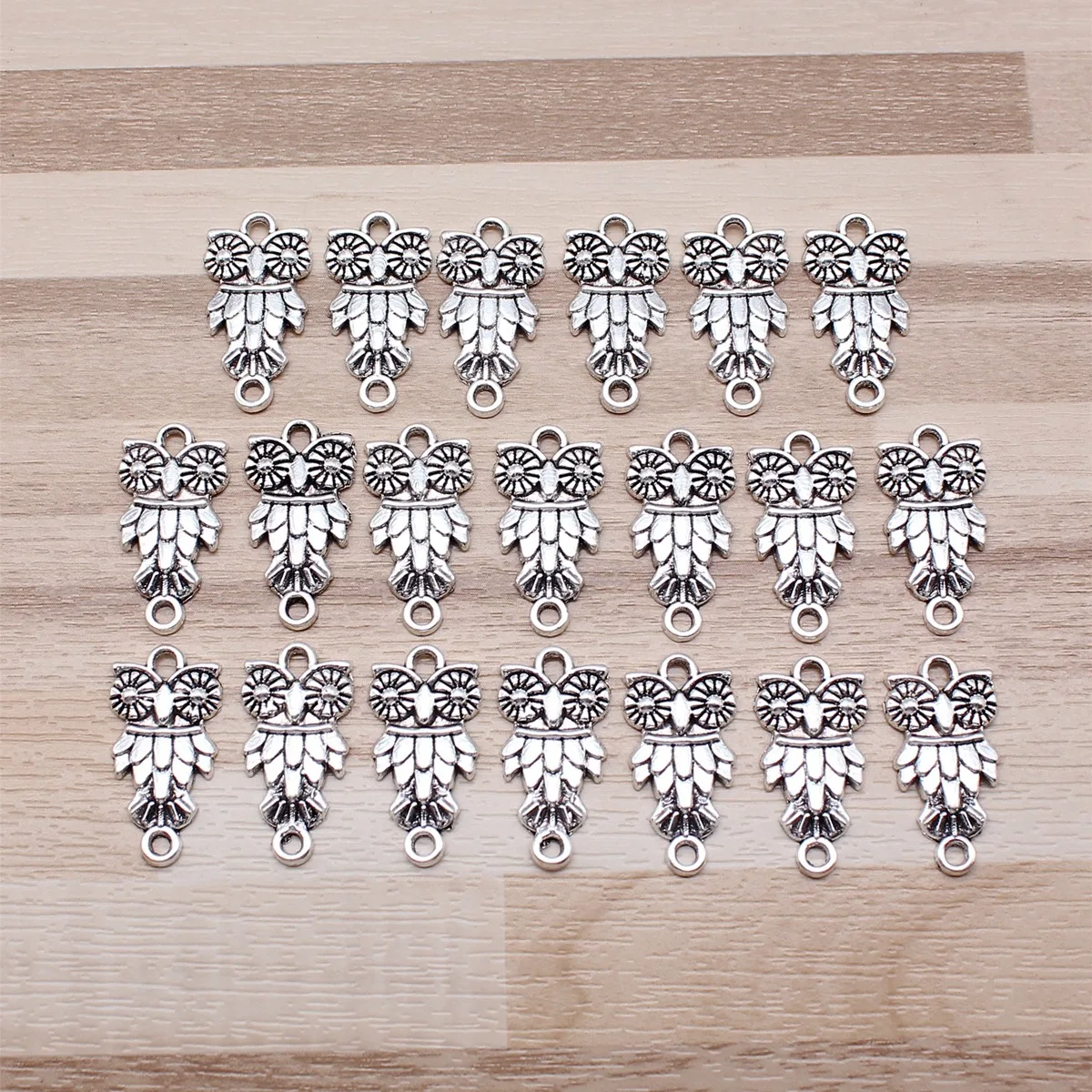 IFOCUS 20pcs/Lot Owl Connector Charms For DIY Jewelry Making Zinc Alloy 21x11mm/0.83x0.43inch