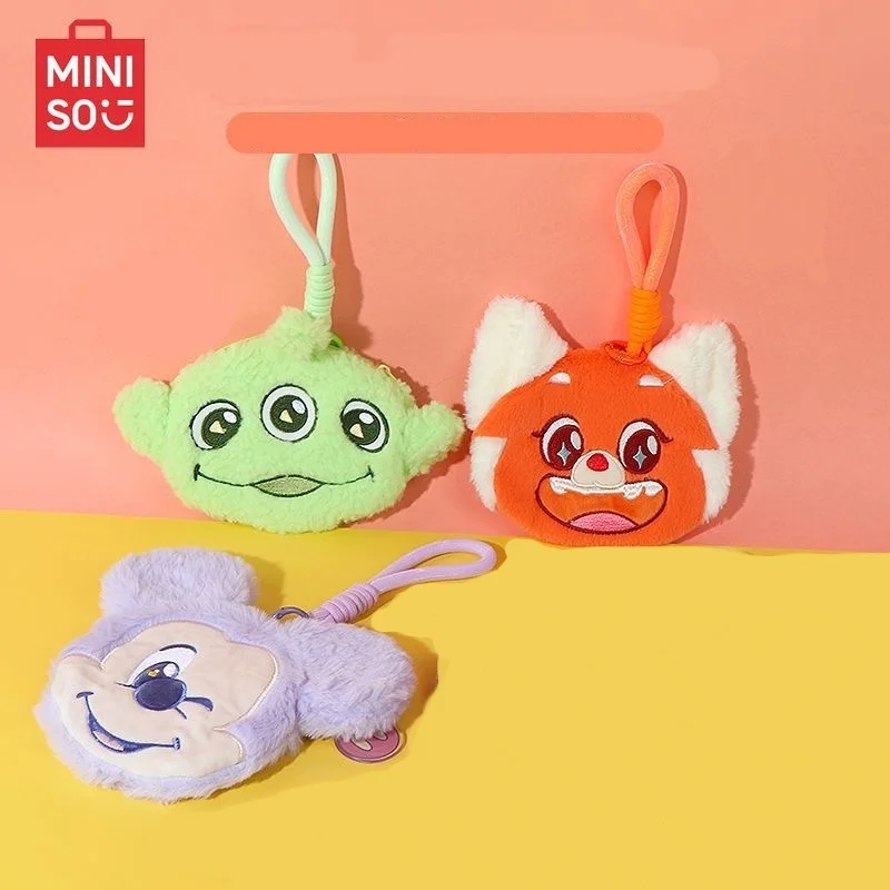 Portamonete con Cerniera in Peluche Disney Topolino Meilin Mei Lee da 15 cm, Portachiavi con Cordino in Nylon, Ornamento da Appendere al Zaino, Regalo per Amici e Festività