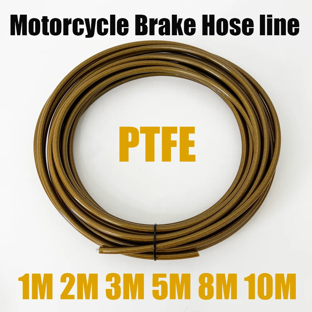 1M2M3M5M8M10M Deep yello Motorcycle Braided Stainless Steel Gasoline Hose Hydraulic Fuel Hose Clutch HoseBrake PTFE Material AN3