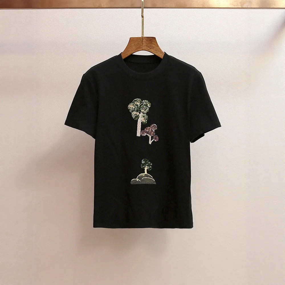 

Женский повседневный топ MaSande класса люкс с круглым вырезом, коротким рукавом, вышивкой, рукавами «летучая мышь», из полиэстера, для офиса