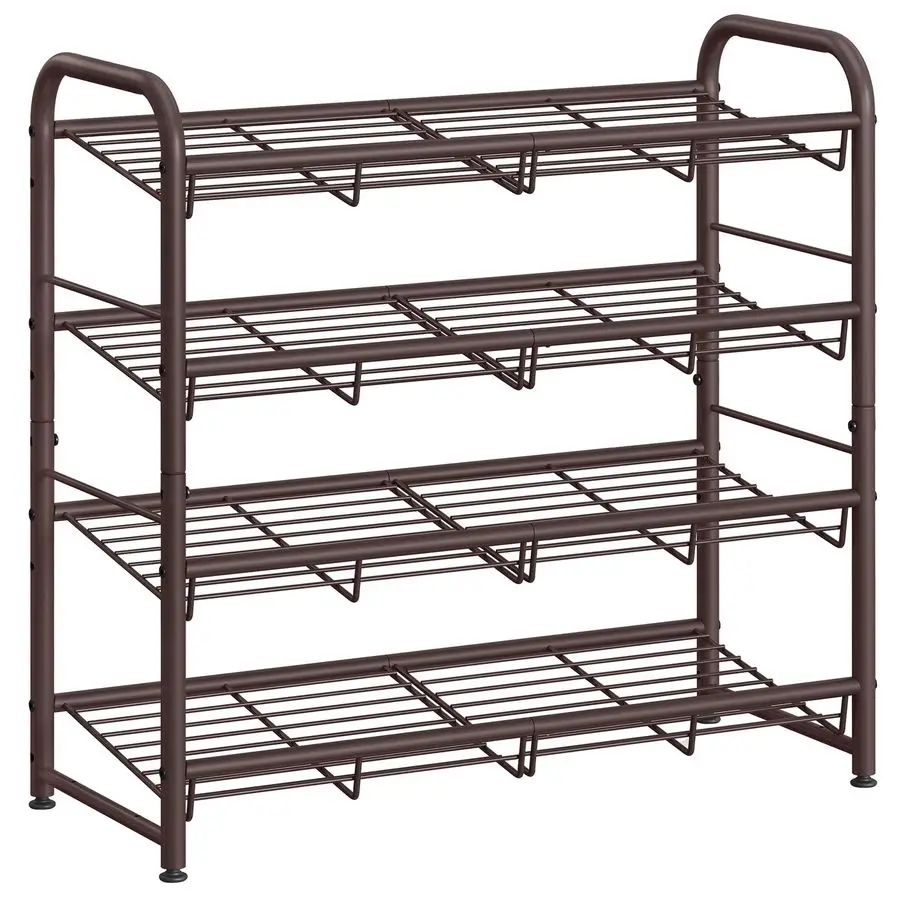 

Металлическая многоярусная полка для обуви, 4-ярусная, вмещает до 20 пар обуви, регулируемые наклонные полки, органайзер-башня