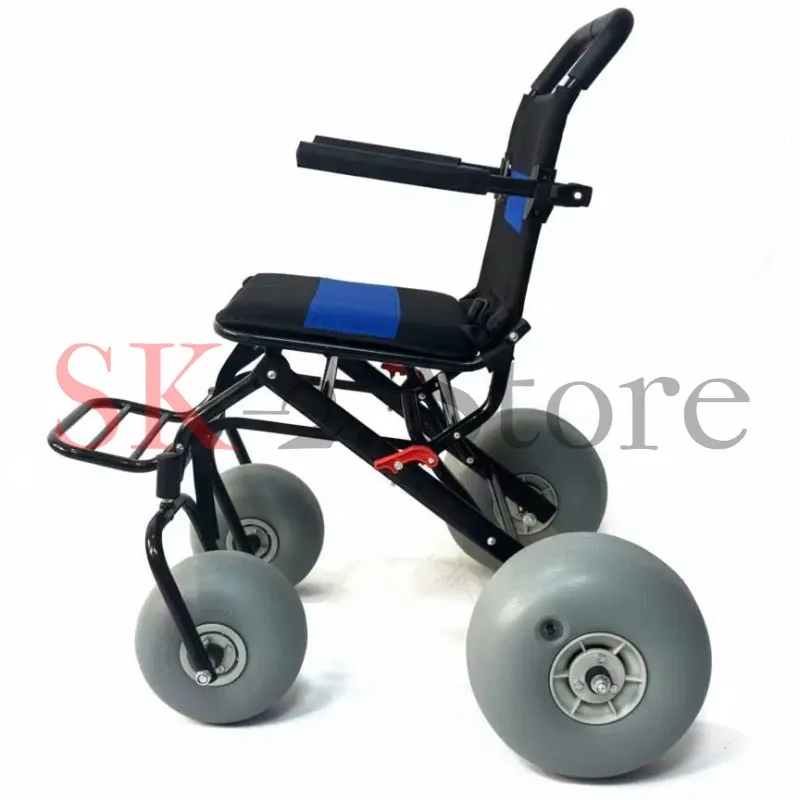 Beach wheelchair Dasha tire all-terrain breathable seat backrest waterproof safety lightweight recycling foldable mobile