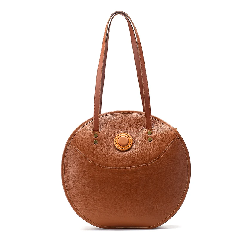 Borse da donna 2022 borsa da pendolare borsa da donna in pelle bovina di primo strato fatta a mano di nuova moda borsa rotonda di grande capacità