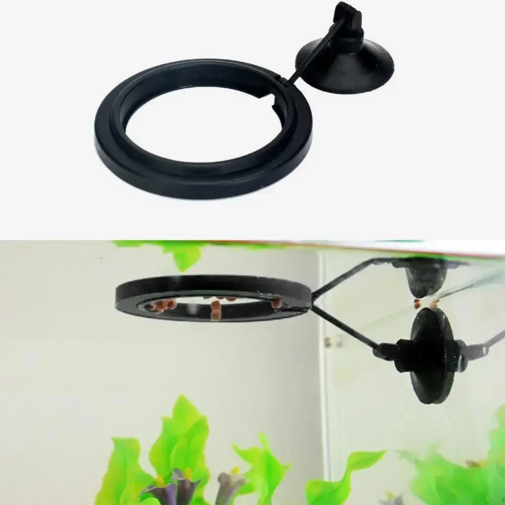 Feed Suction Cup Aquarium Feeding Ring Fish Tank Station Floating Food Tray Feeder Square Circle Accessory Fish Food Feeder Blac