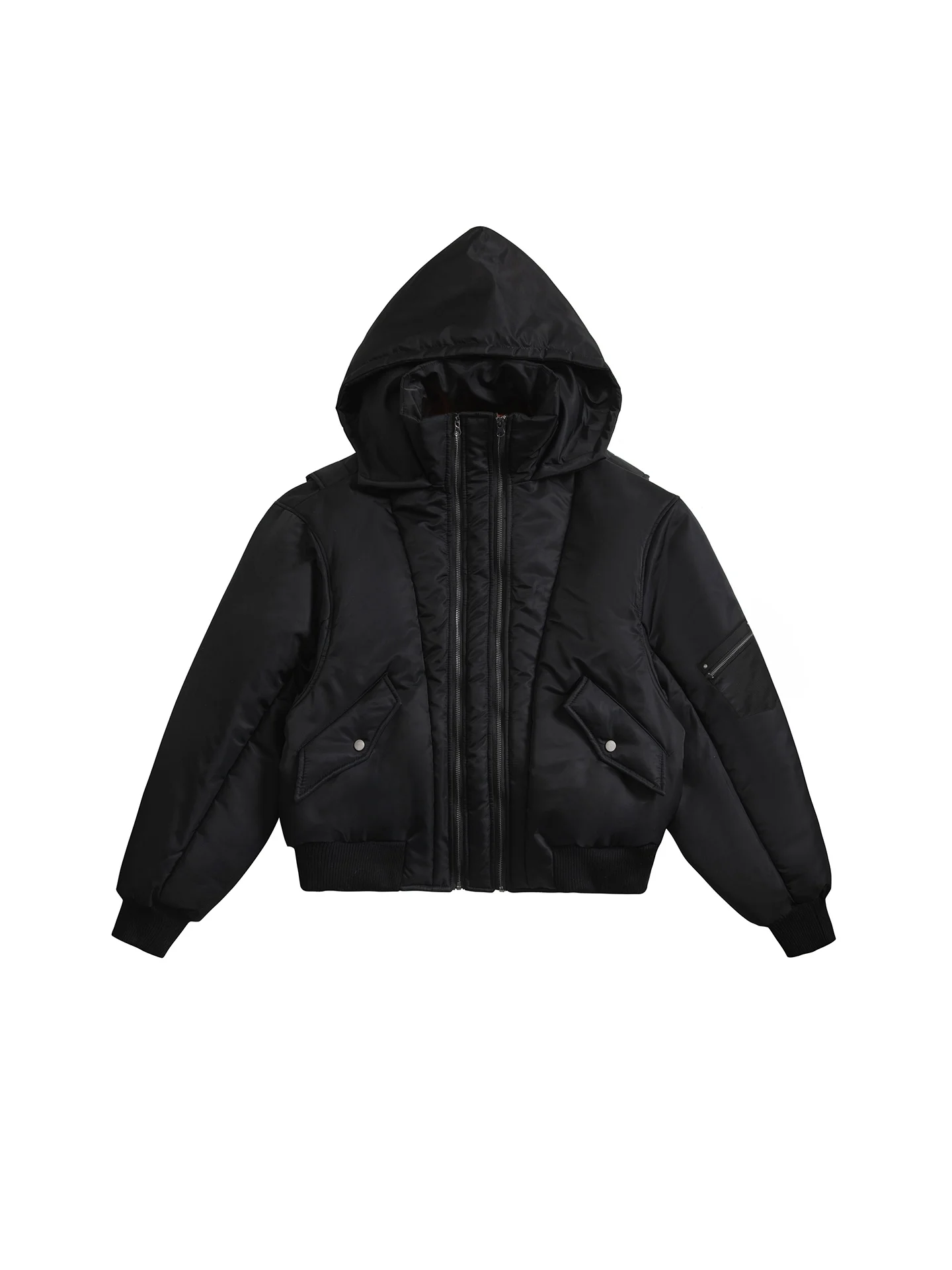 

Nted American Retro Double Zipper Pilot Cotton Jacket Short Loose Warm Couple's Winter Coat Youth Casual Nylon Fiber