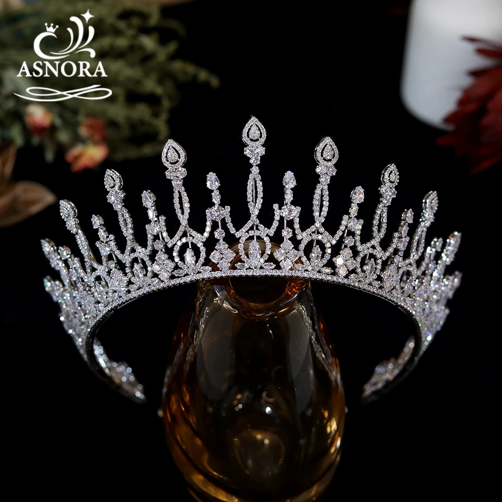 

New In Bride Headbands Wedding Accesorios Para El Cabello Cubic Zirconia Big Crown Diademas Jewelry For Women Lengthen Tiaras