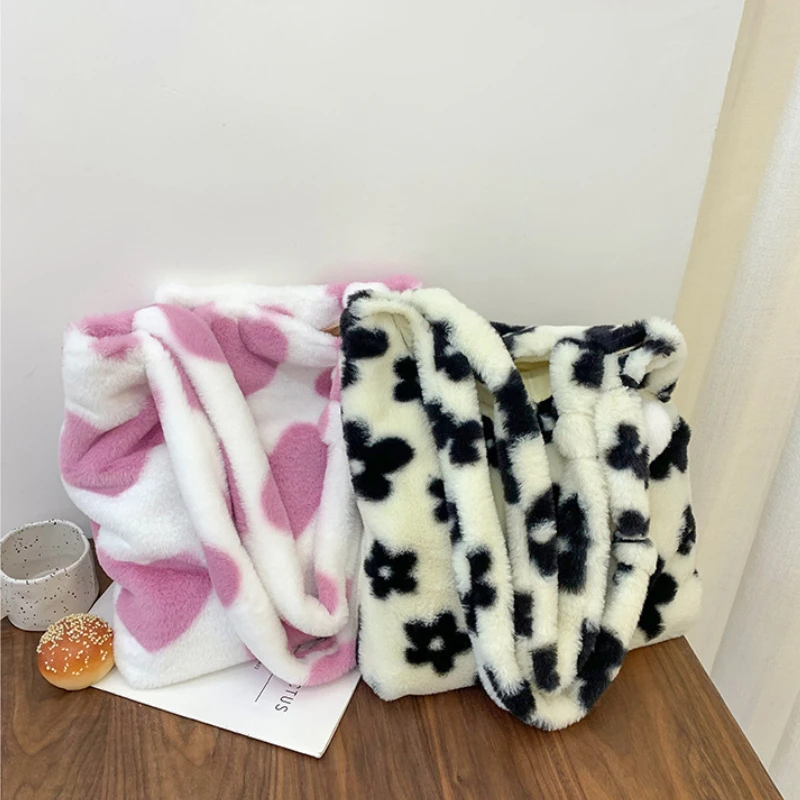 

Сумка-тоут Женская плюшевая, модный саквояж на плечо, дизайнерский чемоданчик кросс-боди, сумочка-клатч