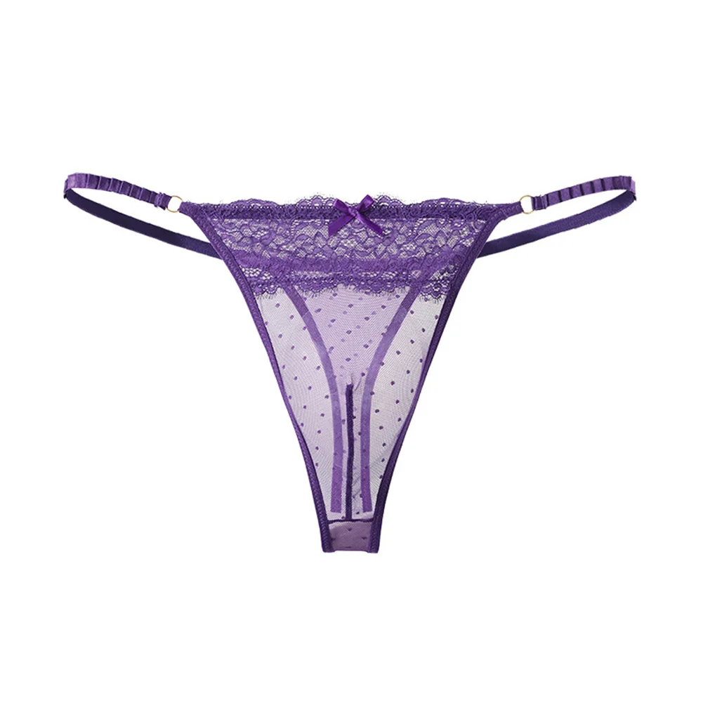 1pc Men Sexy Lace Mesh G-string Briefs Sheer Sissy Splicing Low Waist Underwear Butt Exposed Thong Breathable Comfortable