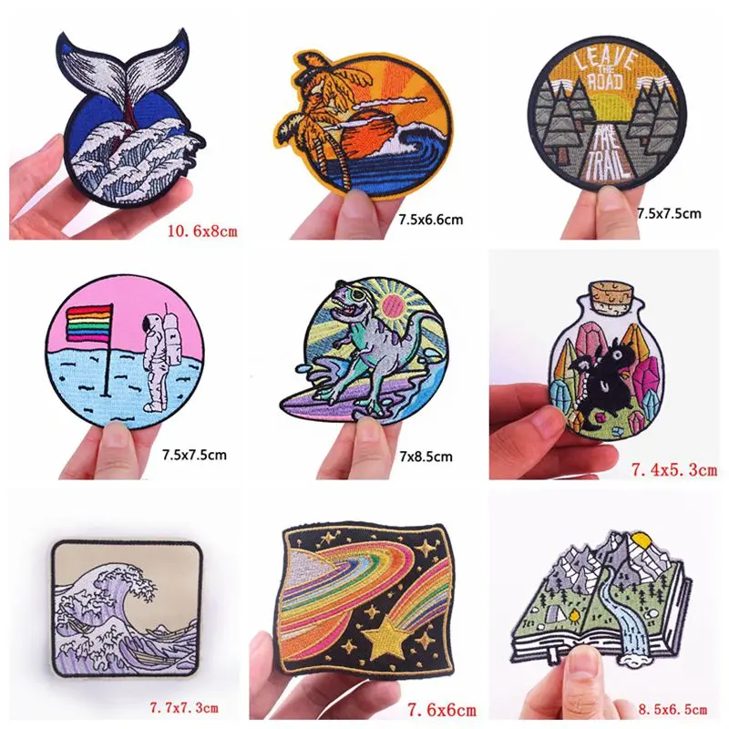 10pcs/lots Wholesale Camping Adventure Patch Iron On Patches For Clothing Thermoadhesive Patches On Clothes DIY Sewing Appliques