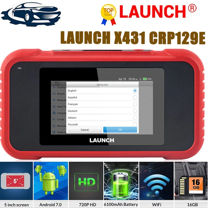 

LAUNCH X431 CRP129E OBD2 Scanner ENG ABS SRS AT Oil SAS EPB TPMS DPF Reset Lifetime Free Update Car Diagnostic Tools