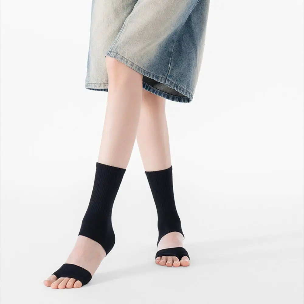 Thin Cotton Split Toe Socks Match Flip Flops Solid Color Open Toe Socks Breathable Mesh Anti Slip Toe Separator Socks For Summer