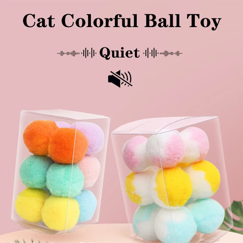 Cat Ball Toys High Elastic Plush Ball Silent Colorful Ball Training Kitten Chew Toy for Cats Accessories Juguetes Para Gatos