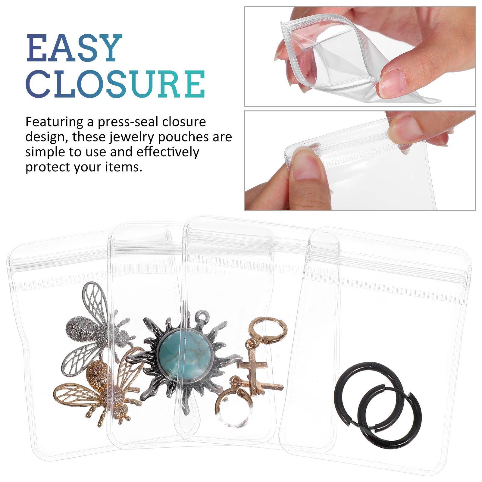 

100 Pcs Clear PVC Sealed Bags Little Plastic Jewelry Pouches Storage Bags Earring Packing Bags