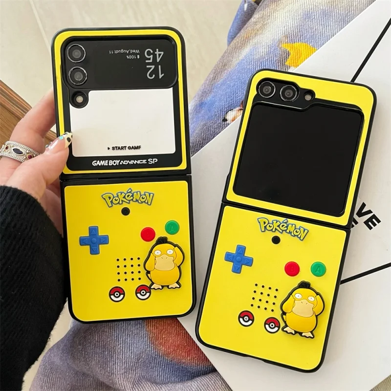 

Japan Anime cartoon Cute P-Pokemon Clefairy Flareon‌ Psyduck Phone Case for Samsung ZFlip 3 4 5 6 7 ZFlip7 P-Pokemon Cover