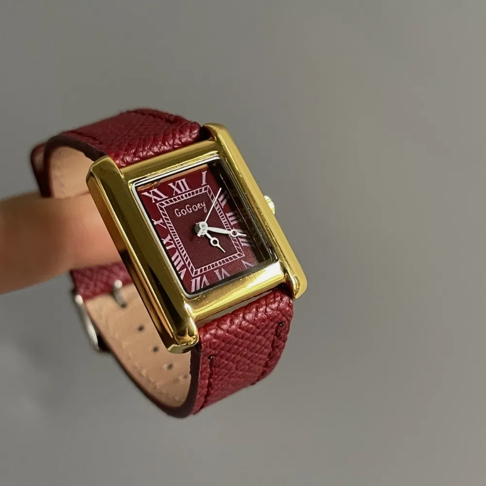 Elegant Precise Womens Watch Minimalist Water Resistant Leather Strap Watches Luxury Alloy Rectangle Wristwatch Female Business