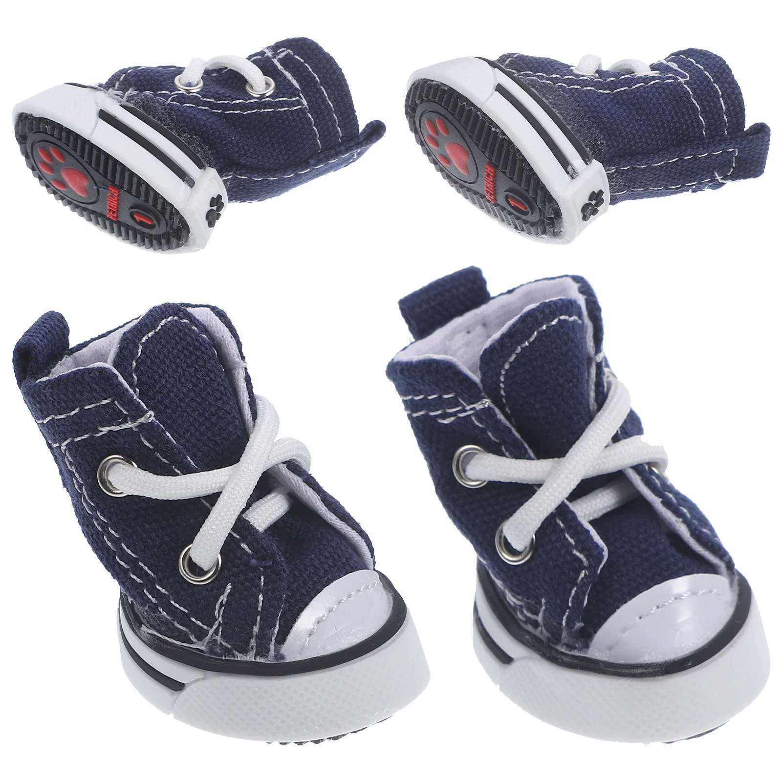 

4Pcs Denim Pet Sneaker Shoes Fashionable Dog Sneakers with Lace Up Closure for Puppies Protection from Stones Snow Sand Abrasive
