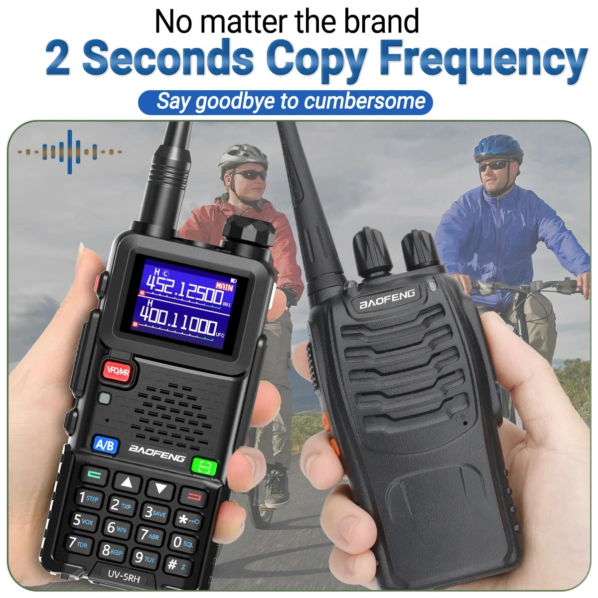 Baofeng UV5RH M 10W 3800mAh VHF UHF Six Band 999Cha Air Band TYPE-C Frequency Copy Long Range Communication Walkie Talkie