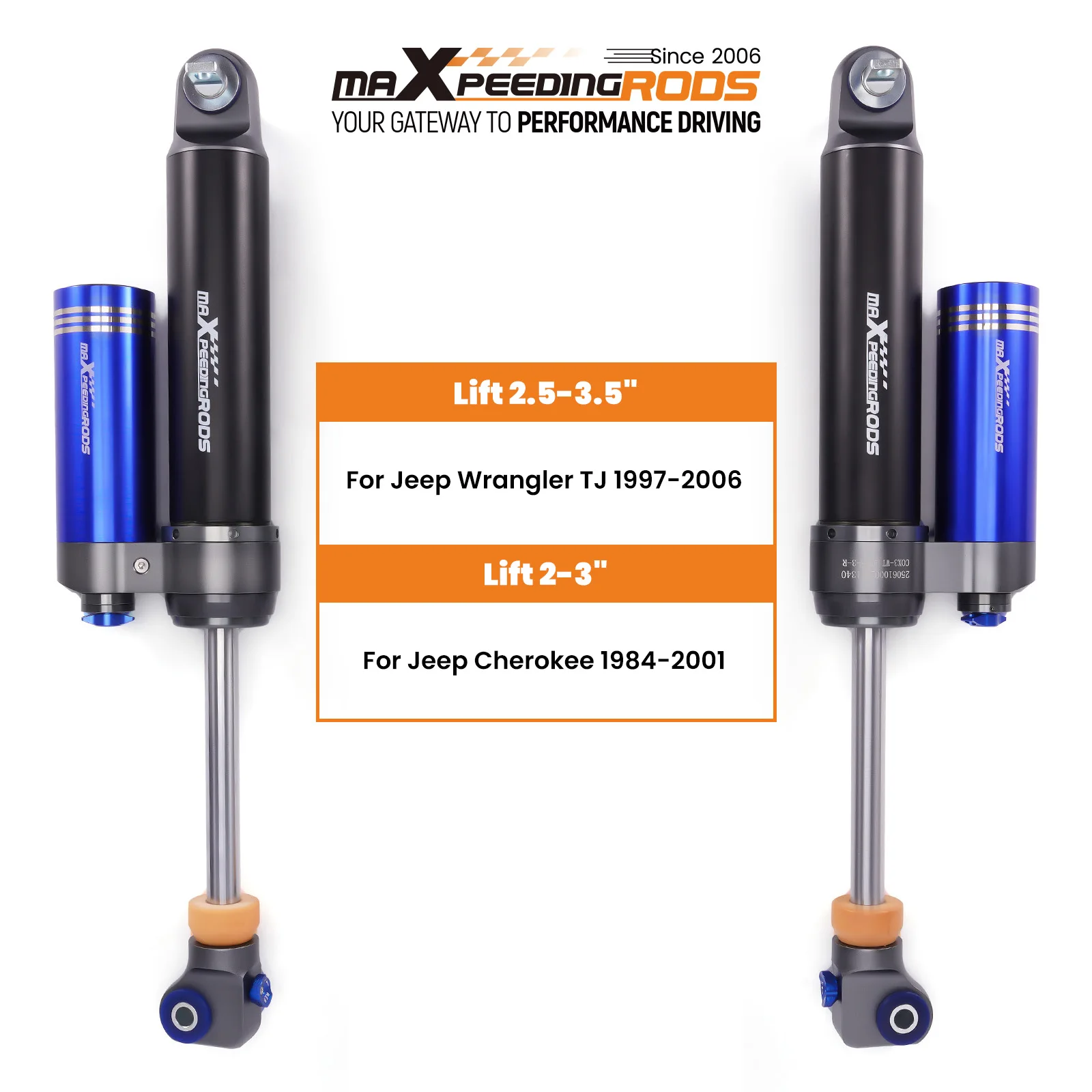 MaXpeedingrods Rise 2-3.5 Inches Adjustable Rear Shocks For Jeep Wrangler TJ 1997-2006 For Jeep Cherokee 1984-2001