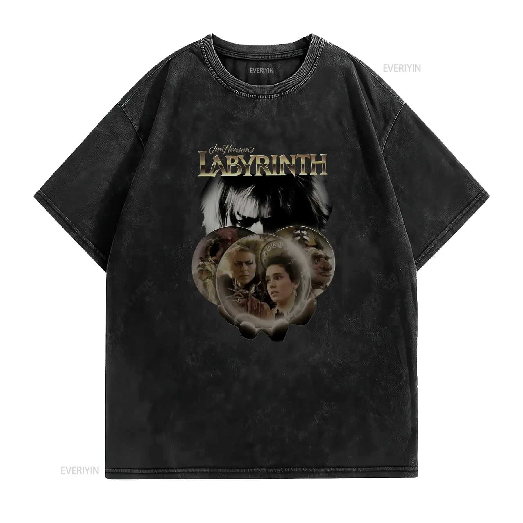 Vintage Retro 80s Jim Henson's Labyrinth Fantasy Movie Character Print Casual T Shirt vintage Washed Unisex Comfortable