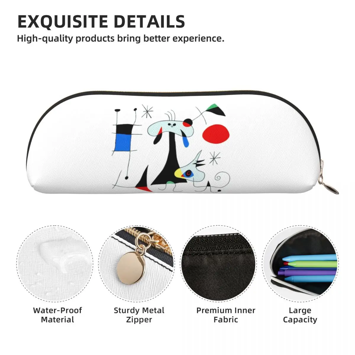 جوان ميرو مجردة السريالية مقلمة قلم رصاص الحقيبة تخزين لوازم مكتبية صندوق القلم حقيبة أقلام رصاص للبنين بنات هدايا