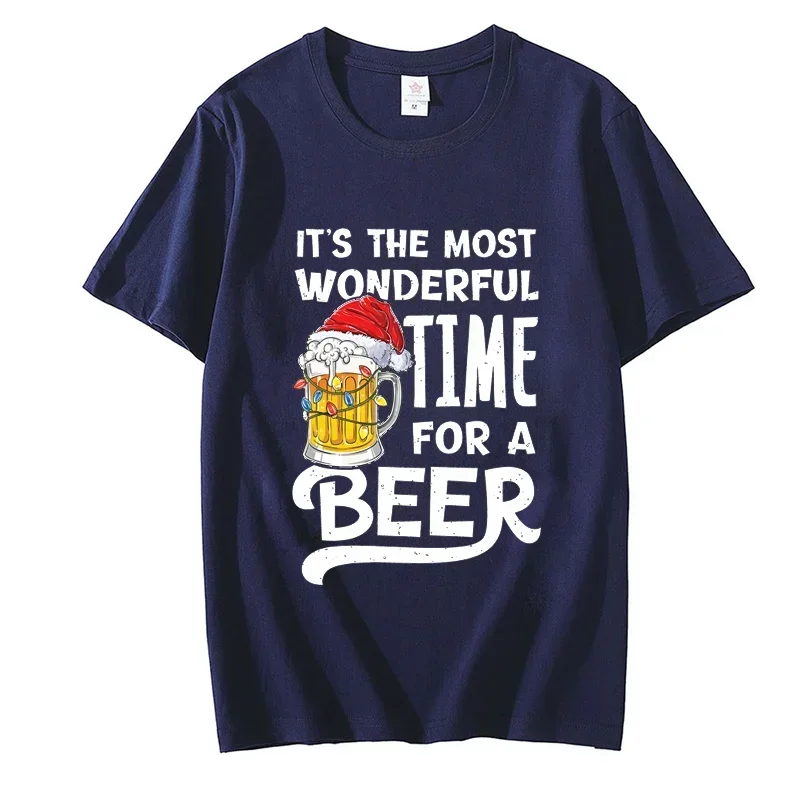 Es el momento más maravilloso para una camiseta de cerveza, camiseta para hombre, camisetas con estampado de cerveza navideña, camiseta de marca de gran tamaño de manga corta para mujer