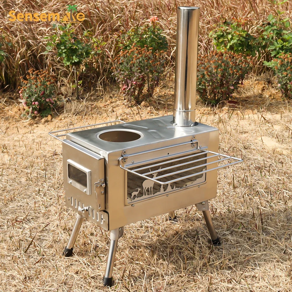 hunting, and tourism, Outdoor wood stove heating camping cookware for tents, fishing, made of 2mm steel