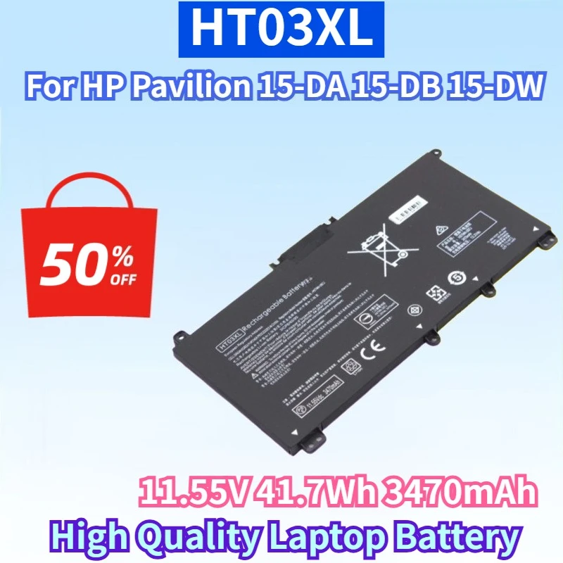 Newest HT03XL 11.55V 41.7Wh 3470mAh Rechargeable Battery for HP Pavilion 15-DA 15-DB 15-DW 14-CE 17 High Quality Laptop Battery