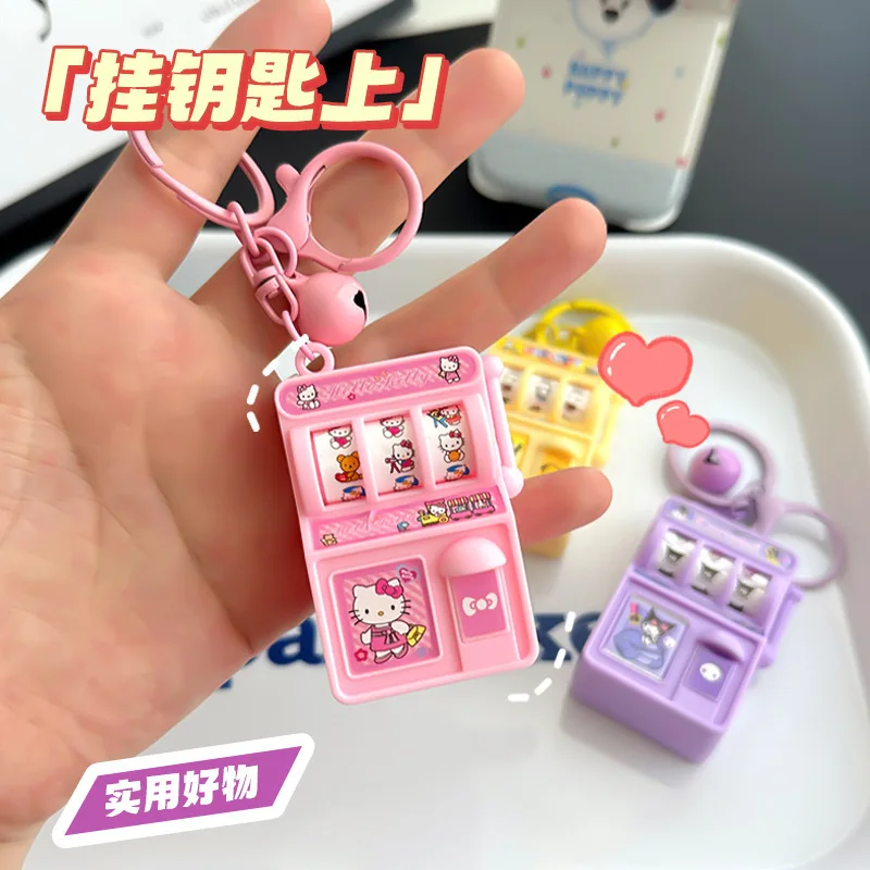 

Sanrio Hello Kitty Doll Cartoon Lottery Machine Keychain Pendant Mini Fun Children Toy Fashion Decompression Model Play Game